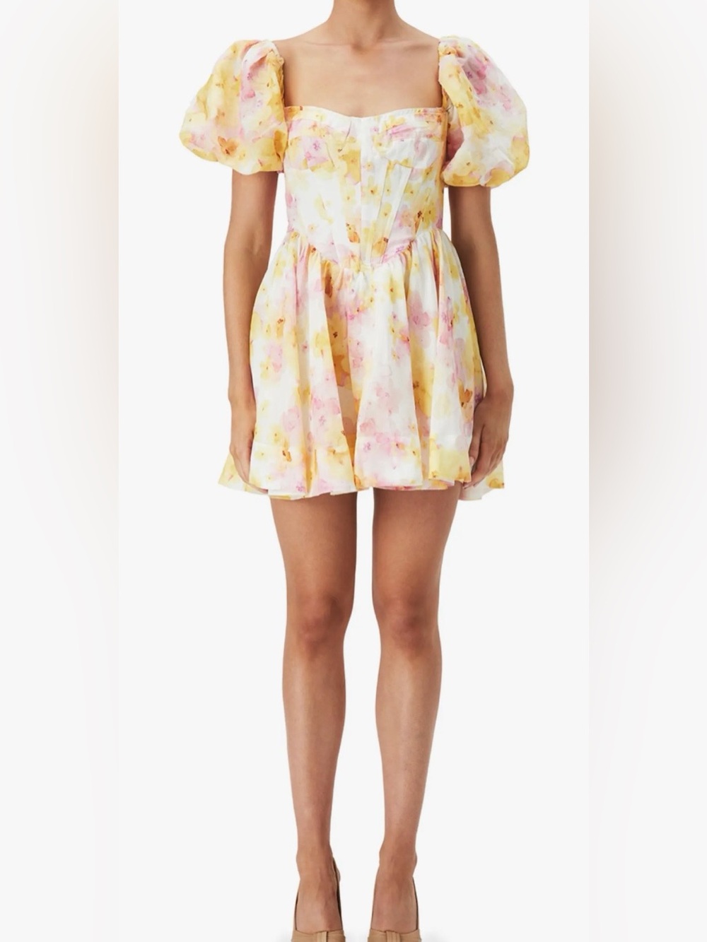 BARDOT
Kiah Floral Print Corset Puff Sleeve Minidress In Pink - Picture 4 of 9